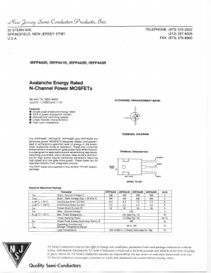 IRF440R Datasheet PDF New Jersey Semiconductor