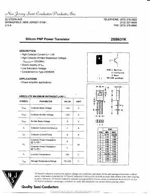 2SB631K Datasheet PDF New Jersey Semiconductor