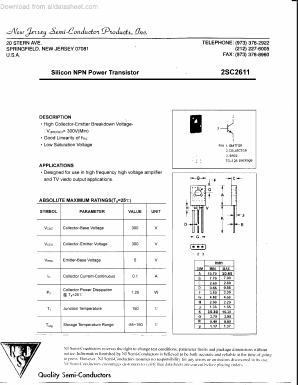 C2611 Datasheet PDF New Jersey Semiconductor