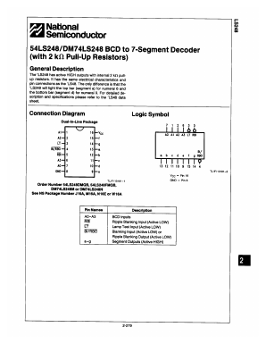DM74LS248N Datasheet PDF National ->Texas Instruments