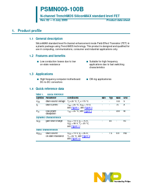 PSMN009-100B Datasheet PDF NXP Semiconductors.
