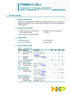 PSMN013-30LL Datasheet PDF NXP Semiconductors.