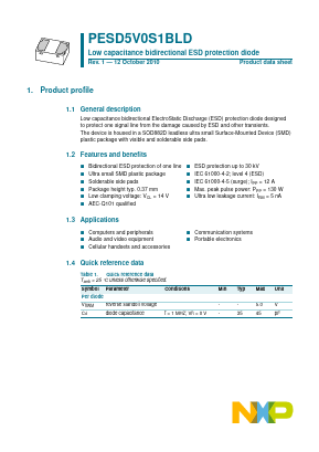 PESD5V0S1BLD Datasheet PDF NXP Semiconductors.