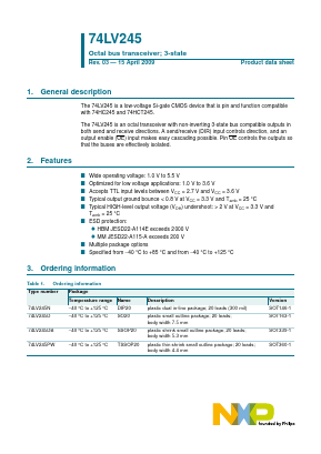 74LV245N Datasheet PDF NXP Semiconductors.