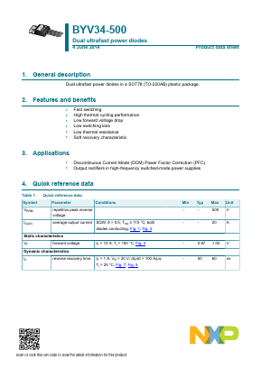 BYV34-500 Datasheet PDF NXP Semiconductors.