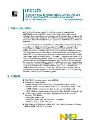 LPC2470FET208 Datasheet PDF NXP Semiconductors.