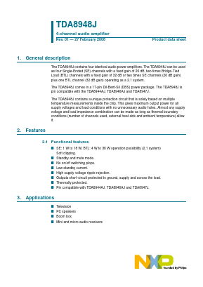 TDA8948J Datasheet PDF NXP Semiconductors.