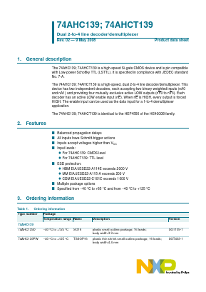 74AHC139PW Datasheet PDF NXP Semiconductors.