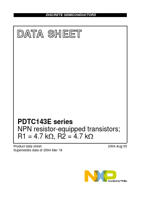 PDTC143ET Datasheet PDF NXP Semiconductors.