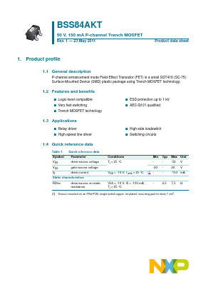 BSS84AKT Datasheet PDF NXP Semiconductors.