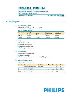 PUMH24 Datasheet PDF NXP Semiconductors.