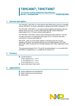 74HC4067 Datasheet PDF NXP Semiconductors.
