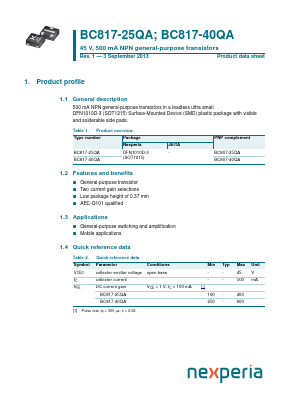 BC817-40QA Datasheet PDF NXP Semiconductors.