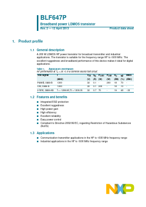 BLF647P Datasheet PDF NXP Semiconductors.