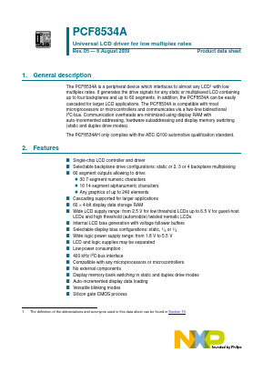 PCF8534AHL Datasheet PDF NXP Semiconductors.