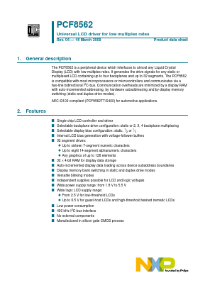 PCF8562 Datasheet PDF NXP Semiconductors.