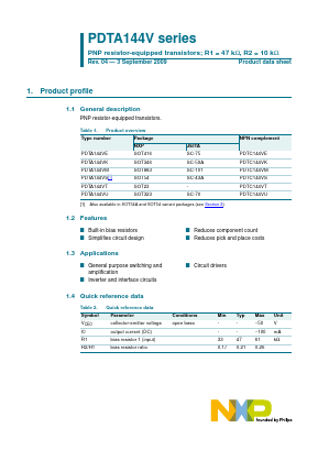 PDTA144V Datasheet PDF NXP Semiconductors.