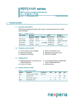 PDTC114YM Datasheet PDF NXP Semiconductors.