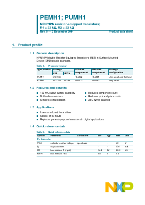 PEMH1 Datasheet PDF NXP Semiconductors.