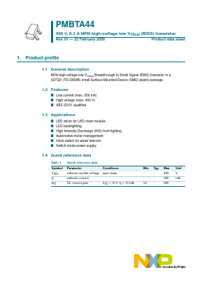 PMBTA44 Datasheet PDF NXP Semiconductors.