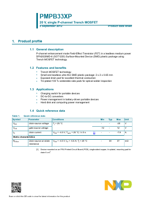 PMPB33XP Datasheet PDF NXP Semiconductors.