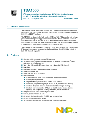 TDA1566 Datasheet PDF NXP Semiconductors.