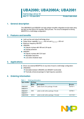 UBA2080 Datasheet PDF NXP Semiconductors.