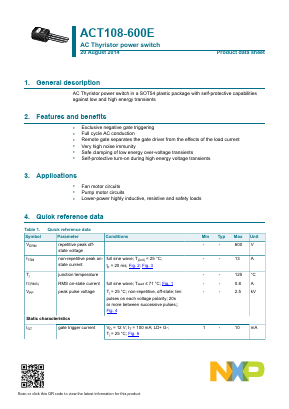 ACT108-600EQP Datasheet PDF NXP Semiconductors.