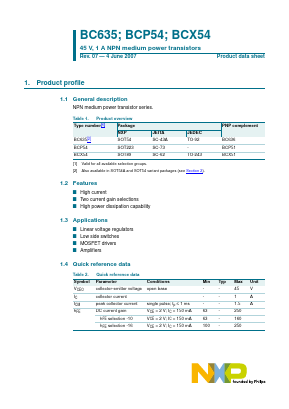 BCX54-10,115 Datasheet PDF NXP Semiconductors.