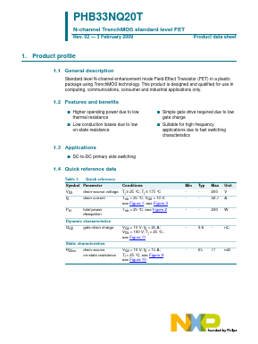 PHB33NQ20T Datasheet PDF NXP Semiconductors.