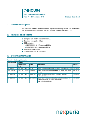 74HCU04 Datasheet PDF NXP Semiconductors.