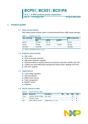 BCP51,115 Datasheet PDF NXP Semiconductors.