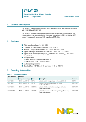 74LV125 Datasheet PDF NXP Semiconductors.