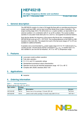 HEF4521B Datasheet PDF NXP Semiconductors.
