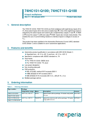 74HC151-Q100 Datasheet PDF NXP Semiconductors.