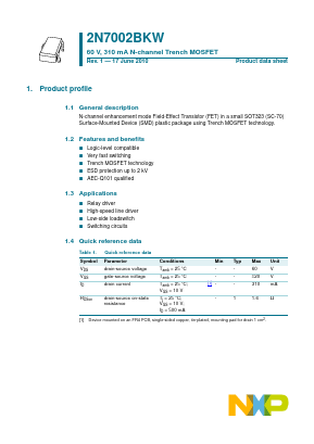 2N7002BKW Datasheet PDF NXP Semiconductors.