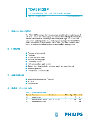 TDA8943SF/N1,112 Datasheet PDF NXP Semiconductors.