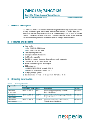 74HCT139 Datasheet PDF NXP Semiconductors.