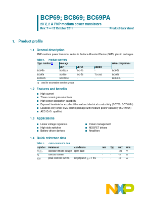 BCP69-16 Datasheet PDF NXP Semiconductors.