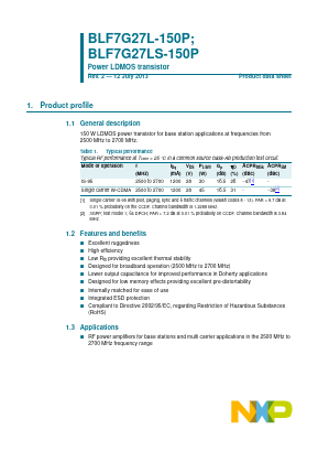 BLF7G27L-150P Datasheet PDF NXP Semiconductors.