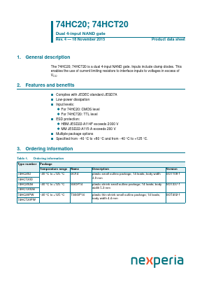 74HC20 Datasheet PDF NXP Semiconductors.