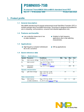 PSMN005-75B Datasheet PDF NXP Semiconductors.