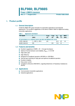 BLF988S Datasheet PDF NXP Semiconductors.