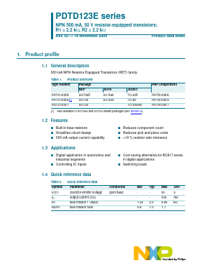 PDTD123E Datasheet PDF NXP Semiconductors.