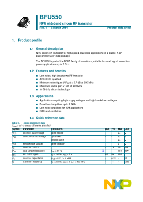 BFU550 Datasheet PDF NXP Semiconductors.