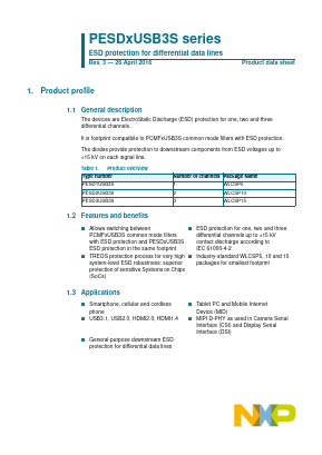 PESD1USB3SZ Datasheet PDF NXP Semiconductors.