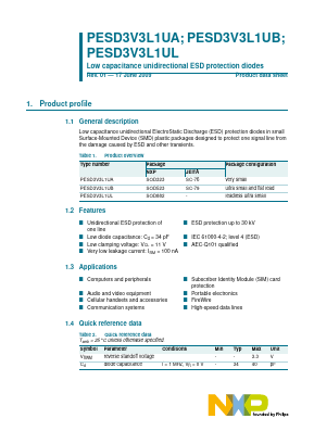 PESD3V3L1UL Datasheet PDF NXP Semiconductors.