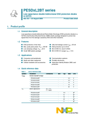 PESD5V0L2BT Datasheet PDF NXP Semiconductors.
