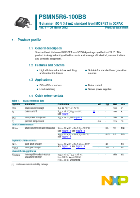PSMN5R6-100BS Datasheet PDF NXP Semiconductors.