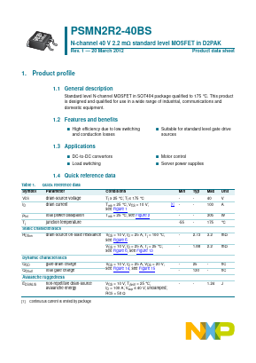 PSMN2R2-40BS Datasheet PDF NXP Semiconductors.